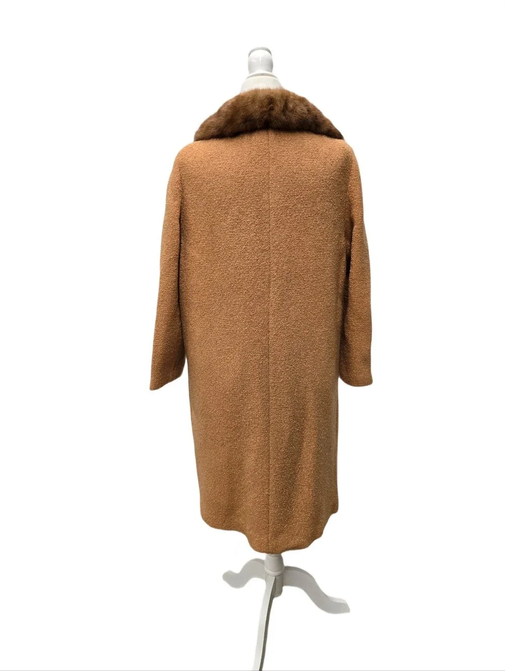 Vintage 1950s -60s Bouclé Overcoat with Mink Collar